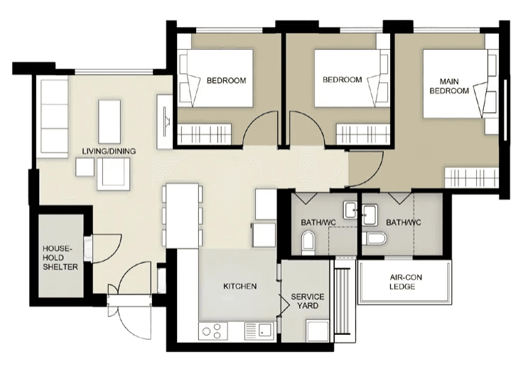 4-Room Layout D